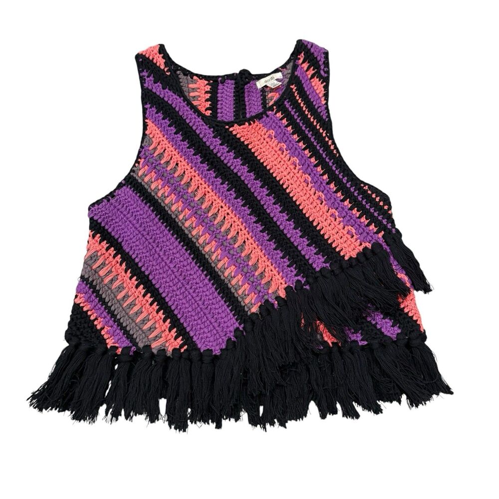 Ecote Urban Outfitters Diagonal Fringe Crochet Tank Size XS Festival
